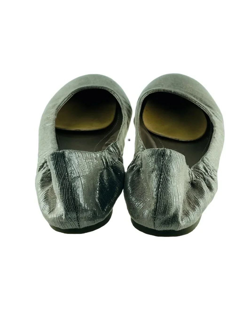 BCBG Womens Shoes Silver Size 8.5M Fabric Flats